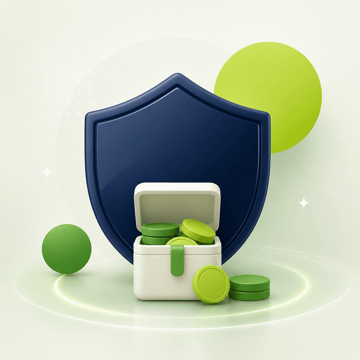 A protective shield behind an emergency savings box