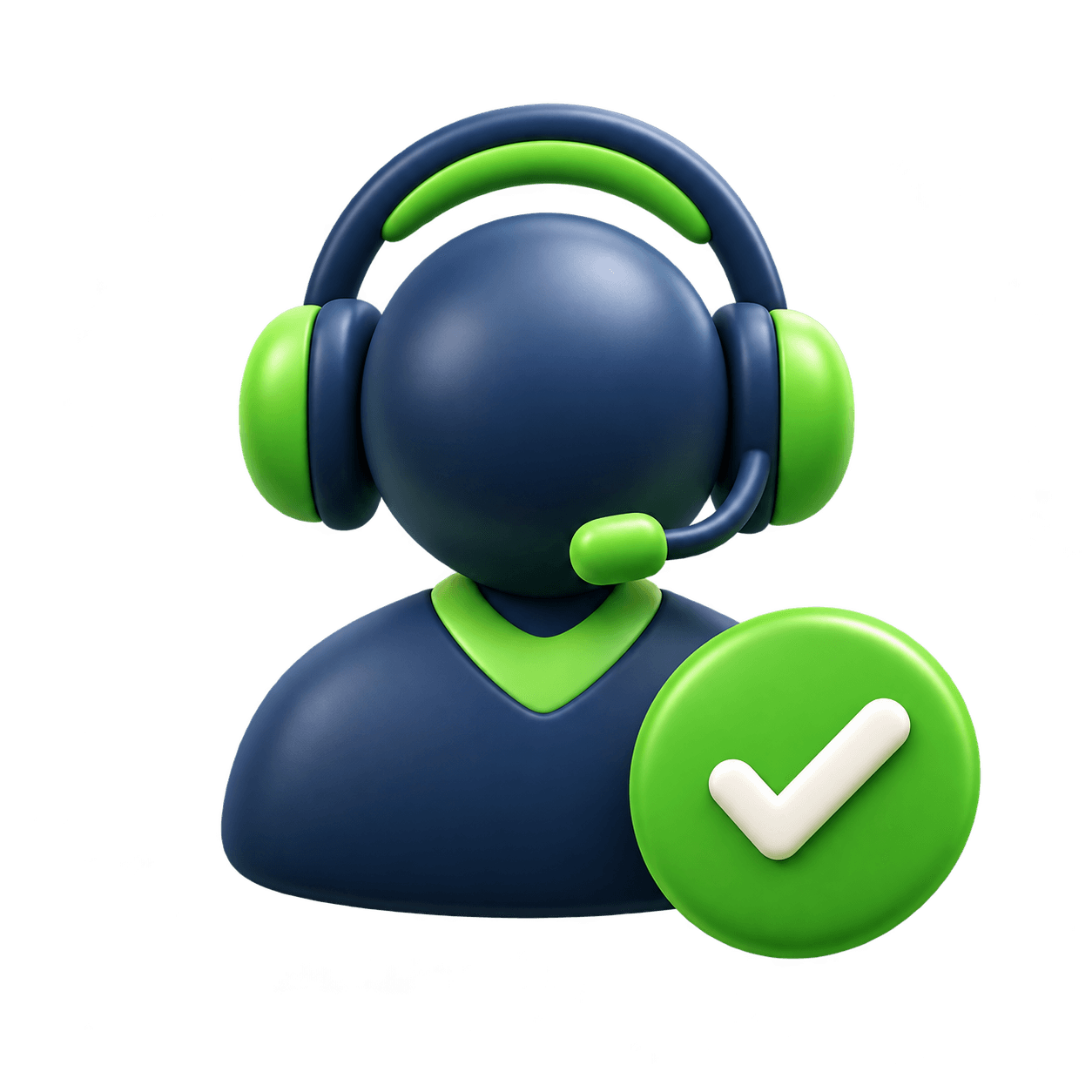 A support representative with a confirmation mark